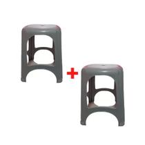 Conjunto Banqueta 2 Peças Banquinho Tramontina Niteroi Preto