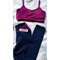 Conjunto baratex Fitness Calça Leg com Top - Conjunto baratex Fitness Calça Leg com Top -