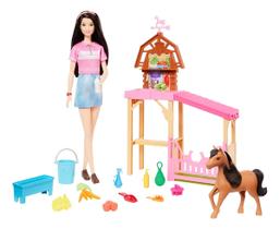 Conjunto Barbie Cuidado De Póneis Com Renee HXJ40