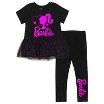 Conjunto Barbie para Bebês: Camiseta e Calça (Preto/Rosa) - Tamanho 2T