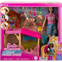 Conjunto Barbie Renée Estábulo com Pônei Mistérios da Barbie A Grande Corrida de Cavalos