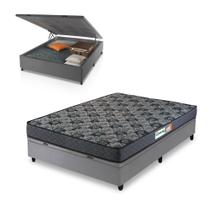 Conjunto Base Box Baú Casal Prince Sued com Colchão Supremo Hellen D33 138x188