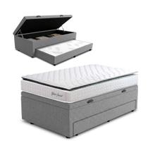 Conjunto Base Box Baú Prince com Cama Auxilixar com Colchão Yaris Hellen 88x188x69