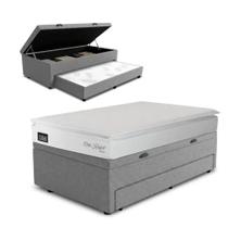 Conjunto Base Box Baú Solteiro Prince com Cama Auxiliar e Colchão Hellen Confort D33 88x188x75