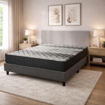 Conjunto Base Box Prince E Colchão Hellen 138x188 Preto/cinza