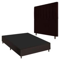 Conjunto Base Cama Box Casal Marrom e Cabeceira Itália 140cm Corano Marrom - Desk Design