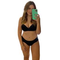 Conjunto Básico de Lingerie Soutien Renda com Barbatanas