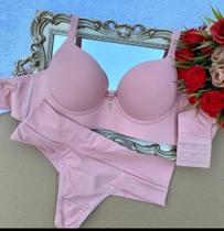 Conjunto basico de sutiã reforçado e calcinha fio duplo de pala alta P M G GG