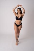 Conjunto Básico Preto em Microfibra Deluxe Lingerie