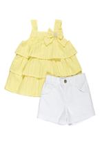 Conjunto Bata Babados Amarelo Anjos Baby