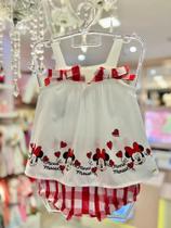 Conjunto bata com short minnie mouse off white animê