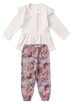 Conjunto Bata e Calça Canelado Bebê - Off-white - Ame Kids