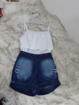 Conjunto bata e short jeans