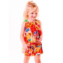 Conjunto Bata e Short-Saia Viscose "Bloquinho"