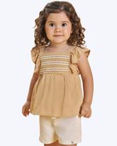 Conjunto Bata em Viscose e Shorts em Linho com Elastano Bebê Menina Infanti 83434 Conjunto Bata em Viscose e Shorts em Linho com Elastano Bebê Menina Infanti 83434