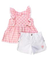 Conjunto Bata Menina + Short Oxford 100% Algodão - Anjos Baby-P