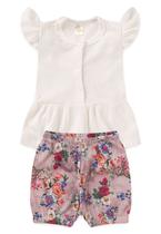 Conjunto Bata Shorts Verão Canelado Bebê - Off-white - Ame Kids Conjunto Bata Shorts Verão Canelado Bebê - Off-white - Ame Kids