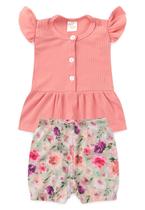 Conjunto Bata Shorts Verão Canelado Bebê - Pêssego - Ame Kids Conjunto Bata Shorts Verão Canelado Bebê - Pêssego - Ame Kids