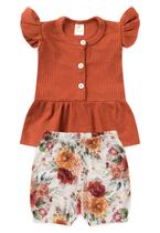 Conjunto Bata Shorts Verão Canelado Bebê - Terra - Ame Kids Conjunto Bata Shorts Verão Canelado Bebê - Terra - Ame Kids