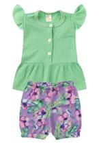 Conjunto Bata Shorts Verão Canelado Bebê - Verdinho - Ame Kids Conjunto Bata Shorts Verão Canelado Bebê - Verdinho - Ame Kids