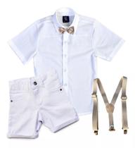Conjunto Batizado Branco Manga Curta Bebe Infantil Cores e Tamanhos
