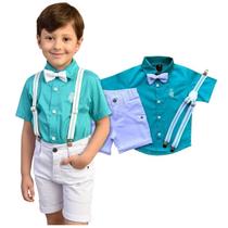 Conjunto Batizado Manga Curta Bebe Infantil - Verde Tifany