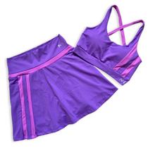 Conjunto Beach Tennis Feminino Fitness Top Bojo Short Saia Look Academia Diferenciado Cós Alto Confortável