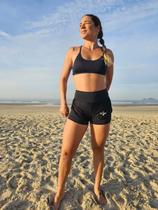 Conjunto Beach Tennis Top + Short Duplo Preto Praia Academia Fitness Passeio Ginástica