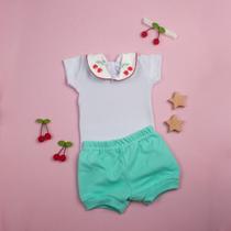 Conjunto Bebê 100 Algodão Bordado Premium Conforto Verão Menina Gola Delicada