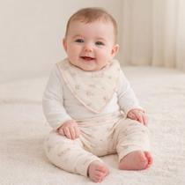 Conjunto bebê 3 peças algodão com bandana Letut LT19601 cor:Whitetamanho:P