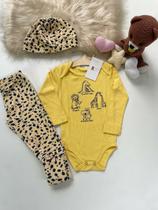 Conjunto Bebê 3 Peças Touca, Body E Calça Alenice Cor:AmareloTamanho:G Conjunto Bebê 3 Peças Touca, Body E Calça Alenice Cor:AmareloTamanho:G
