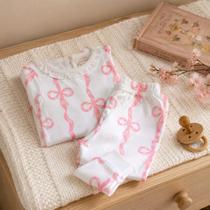 Conjunto Bebê Algodão Pima Peruano Estampa Laços Rosa G/GG -