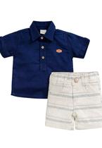 Conjunto Bebê Azul Marinho Camisa Anjos Baby