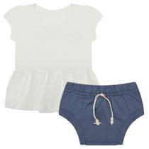 Conjunto Bebê Bata c/ Tapa Fralda Denim Baby Gut