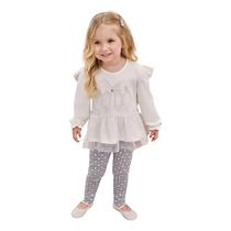 Conjunto Bebê Bata e Legging Jacquard Corações Conjunto Bebê Bata e Legging Jacquard Corações