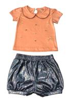 Conjunto Bebê Blusa Aplique E Shorts Holográfico Tile E Sul