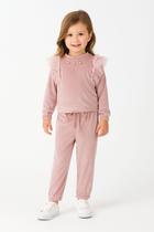 Conjunto Bebê Blusa e Calça Plush com pérolas e Babados