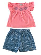 Conjunto Bebê Blusa Estampa Com Glitter E Shorts Marlan