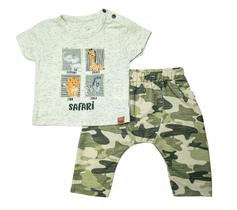 Conjunto Bebê Blusa Manga Curta com Calça Safari Bege - Hug Conjunto Bebê Blusa Manga Curta com Calça Safari Bege - Hug