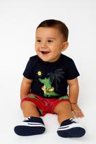 Conjunto Bebê Body Azul Marinho Jacaré e Bermuda Vermelha Kyly Conjunto Bebê Body Azul Marinho Jacaré e Bermuda Vermelha Kyly