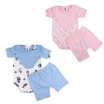 Conjunto Bebe Body Babador Short Menino E Menina Maternidade