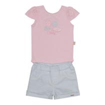 Conjunto Bebê Body Bordado com Shorts Sarja Tiffany 12391 TAM G - Paraíso (12192)