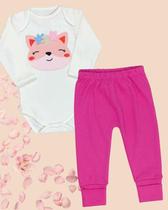 Conjunto Bebê Body Bordado e Calça Jeans ou Ecolinho