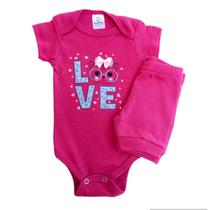 Conjunto Bebê Body Cat Curto com Short Pink - Kappes