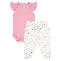 Conjunto Bebê Body Curto + Calça Culote Blossom Rosa - Hug