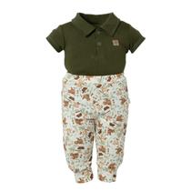 Conjunto Bebê Body Curto Polo Calça Culote Verde Camping-Hug
