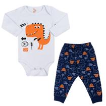 Conjunto Bebê Body Dino Branco