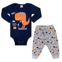 Conjunto Bebê Body Dino Marinho