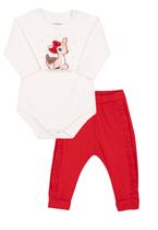 Conjunto Bebê Body e Calça Alce Nini & Bambini Branco e Vermelho