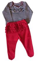 Conjunto Bebê Body e Calça Culote Bebê Menina Cotton Listrado e Suedine Ano Zero Conjunto Bebê Body e Calça Culote Bebê Menina Cotton Listrado e Suedine Ano Zero